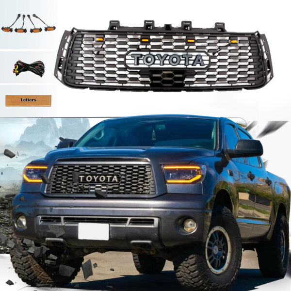 Goodmatchup Grille Fits For 2nd Gen 2010 2011 2012 2013 Tundra Trd Pro Grill W/letters&lights Matte Black