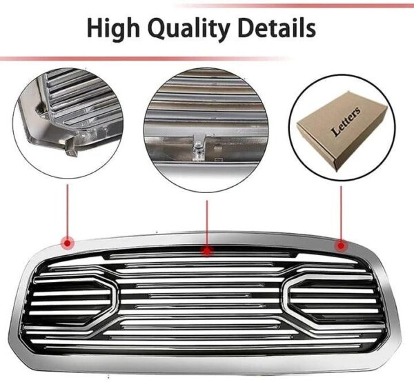 Goodmatchup Front Grille For 2013 2014 2015 2016 2017 2018 Dodge Ram 1500 Chrome Grill Big Horn Style With Letters W/lights - Image 4