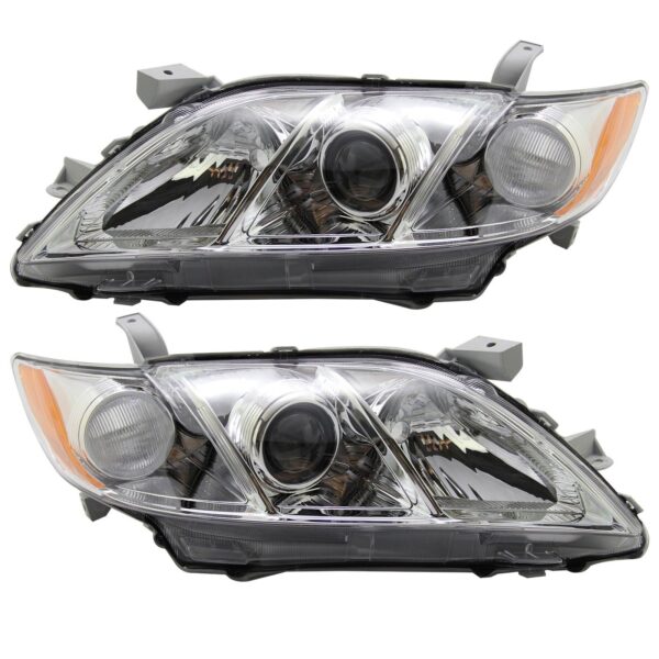 For 2007 2008 2009 Toyota Camry Halogen Chrome Headlight Set Left+Right