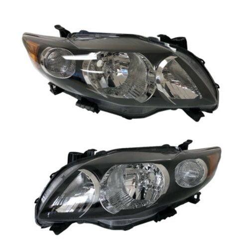 For 2009 -2010 Toyota Corolla Black Headlights Type S Lamps Replacement Pair Set