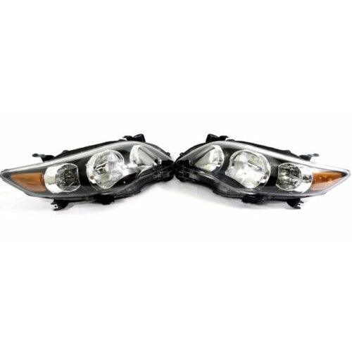 For 2011 - 2013 Toyota Corolla Black Headlights Type S Lamps Replacement Pair Set