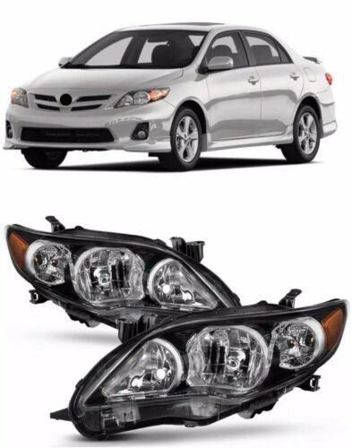 For 2011 - 2013 Toyota Corolla Black Headlights Type S Lamps Replacement Pair Set - Image 4