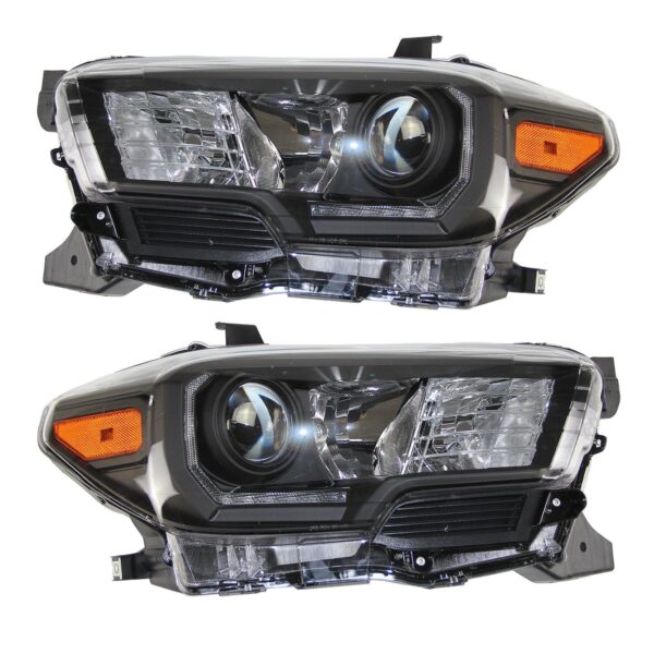 For 2016 2017 2018 2019 2020 2021 Toyota Tacoma  W/LED DRL Black Projector Headlights Set Left+Right