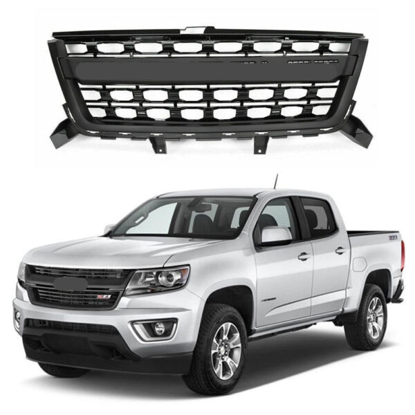 Goodmatchup Front Grill For 2015 2016 2017 2018 2019 2020 Chevy Colorado Aftermarket W/Chevrolet Script Matte Black - Image 2