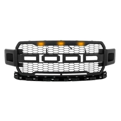 Goodmatchup Front Grill For 2018 2019 2020 f150 Raptor Grill  W/ LED W/Letters Matte Black