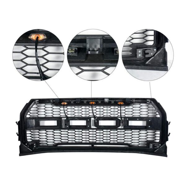 Goodmatchup Grill For 2015 2016 2017 f150 Raptor Grill W/ Letters & LED MATTE BLACK - Image 2