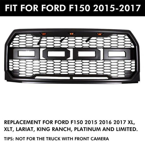 Goodmatchup Grill For 2015 2016 2017 f150 Raptor Grill W/ Letters & LED MATTE BLACK - Image 6