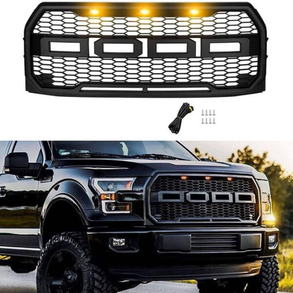 Goodmatchup Grill For 2015 2016 2017 f150 Raptor Grill W/ Letters & LED MATTE BLACK - Image 7