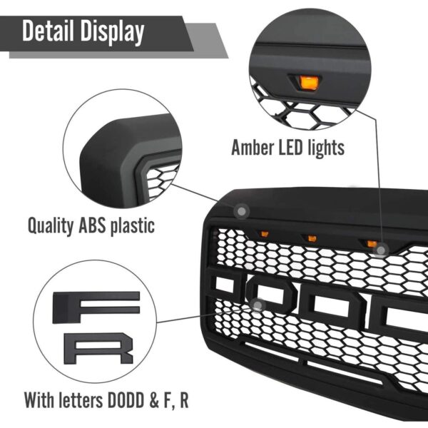 Grille For 2011 2012 2013 2014 2015 2016 Ford F250 F350 Super Duty Raptor Style Grill  Matte Black - Image 4